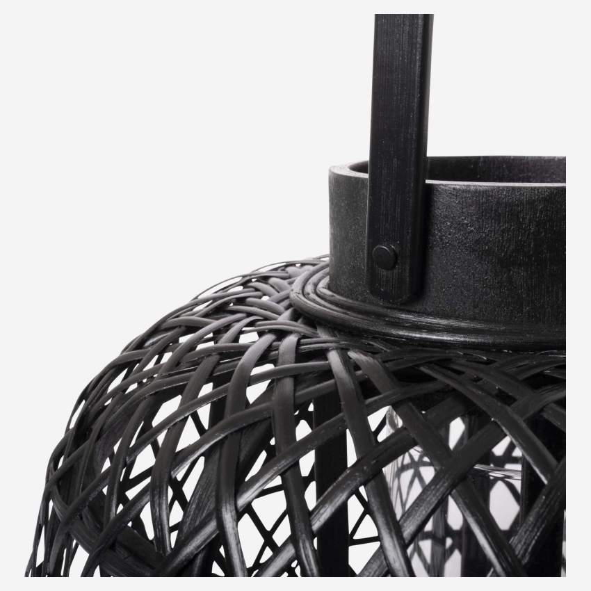 Lantaarn van bamboe - 30,5 x 33 cm - Zwart