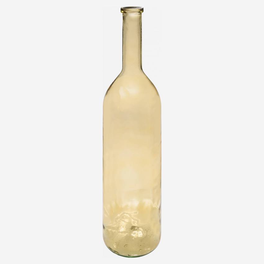 Vase bouteille en verre recyclé – 21 x 100 cm – Jaune