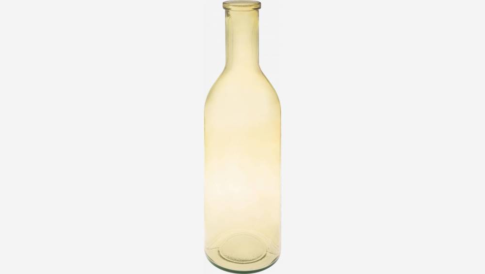 Vase bouteille en verre recyclé – 15 x 50 cm – Jaune 