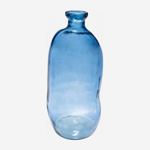 Jarrón damajuana de vidrio reciclado – 34 x 73 cm – Azul 