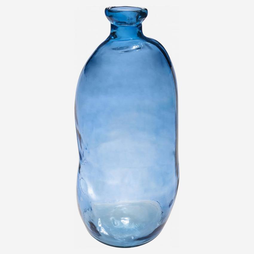 Vaas Dame Jeanne van gerecycled glas - 34 x 73 cm - Blauw 