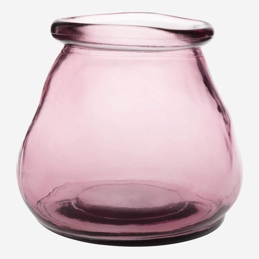 Windlicht aus Recyclingglas - 15 x 15 cm - Rosa