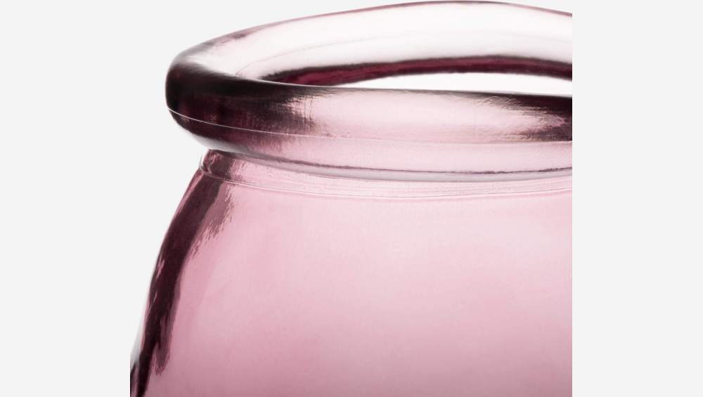 Theelichthouder van glas - 15 x 15 cm - Roze