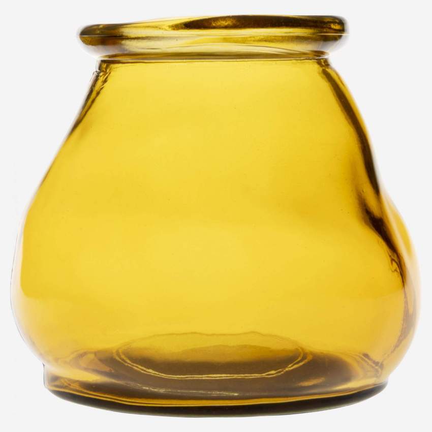 Windlicht aus Recyclingglas - 12 x 12 cm - Gelb