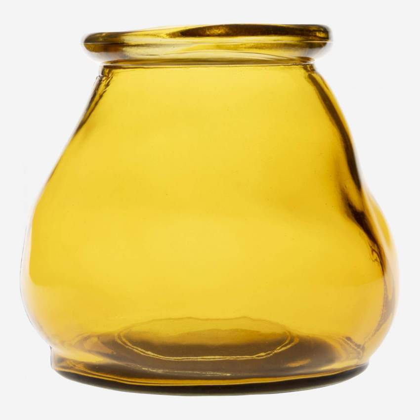 Windlicht aus Recyclingglas - 12 x 12 cm - Gelb