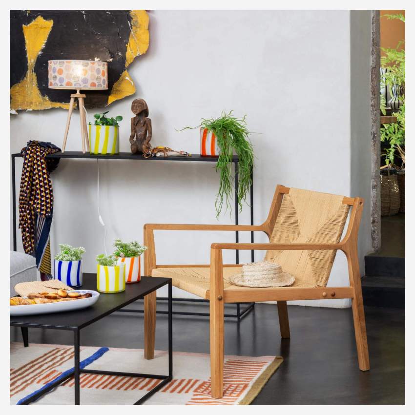 Lounge-Sessel aus Eiche und Strängen - Naturfarben