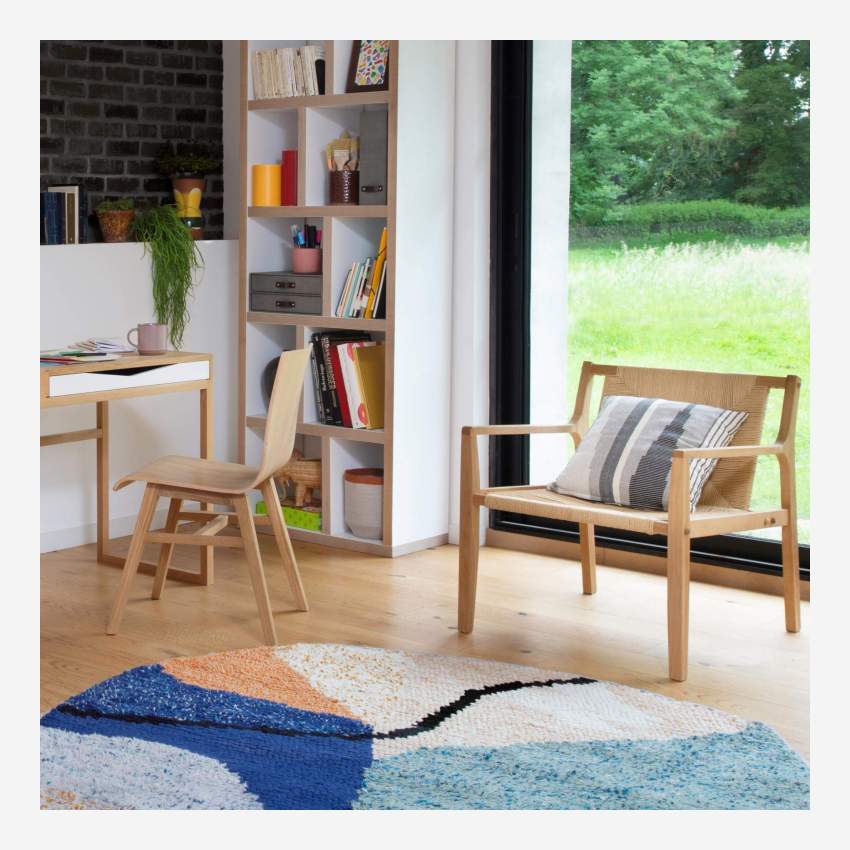 Lounge-Sessel aus Eiche und Strängen - Naturfarben