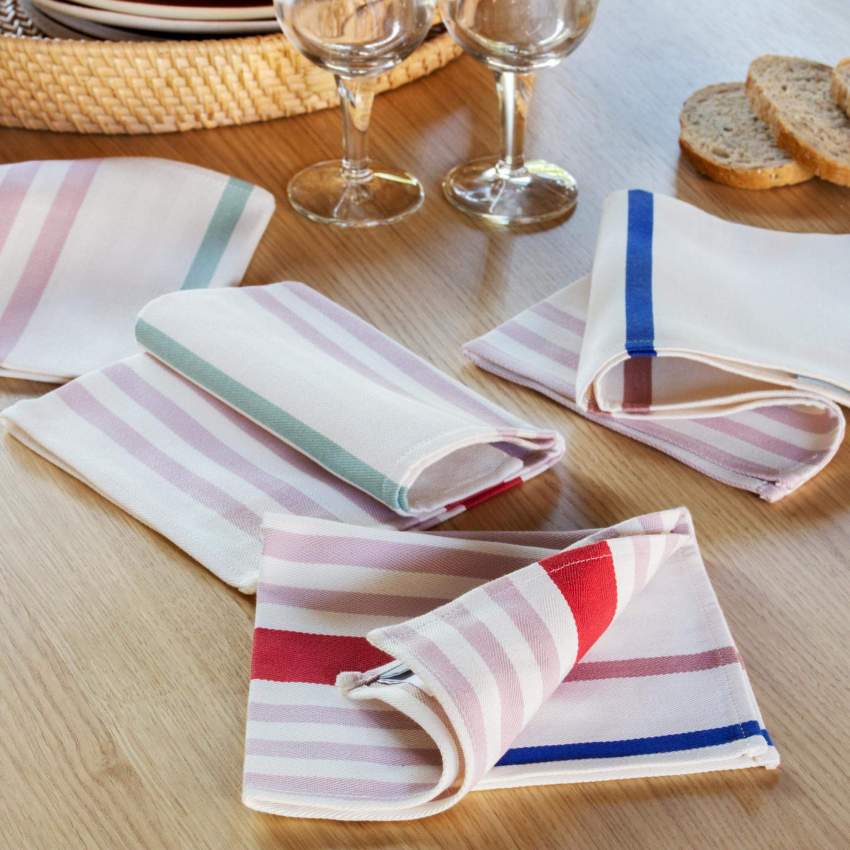 Lot de 4 serviettes de table en coton - 45 x 45 cm - Multicolore