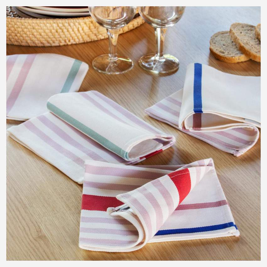 Lot de 4 serviettes de table en coton - 45 x 45 cm - Multicolore