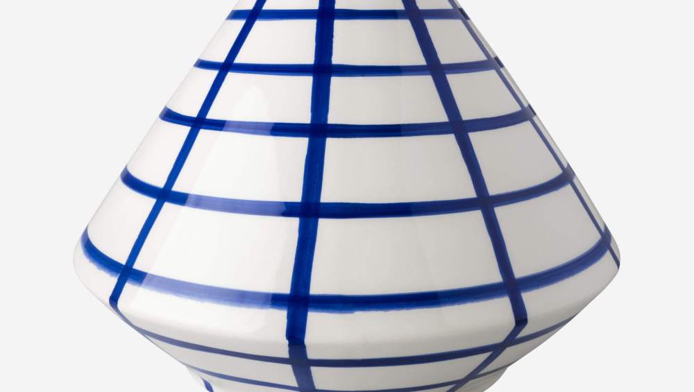 Vaso in ceramica - 23,5 x 23,5 cm - Motivo a linee blu
