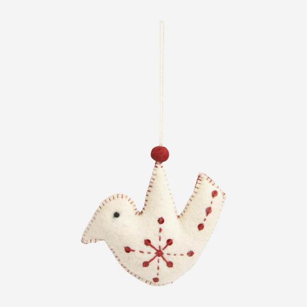 Kerstdecoratie - Vilten vogel om op te hangen