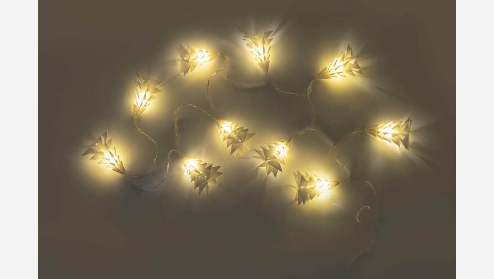 Décoration de Noël - Guirlande lumineuse avec sapins en papier - 10 LEDs 