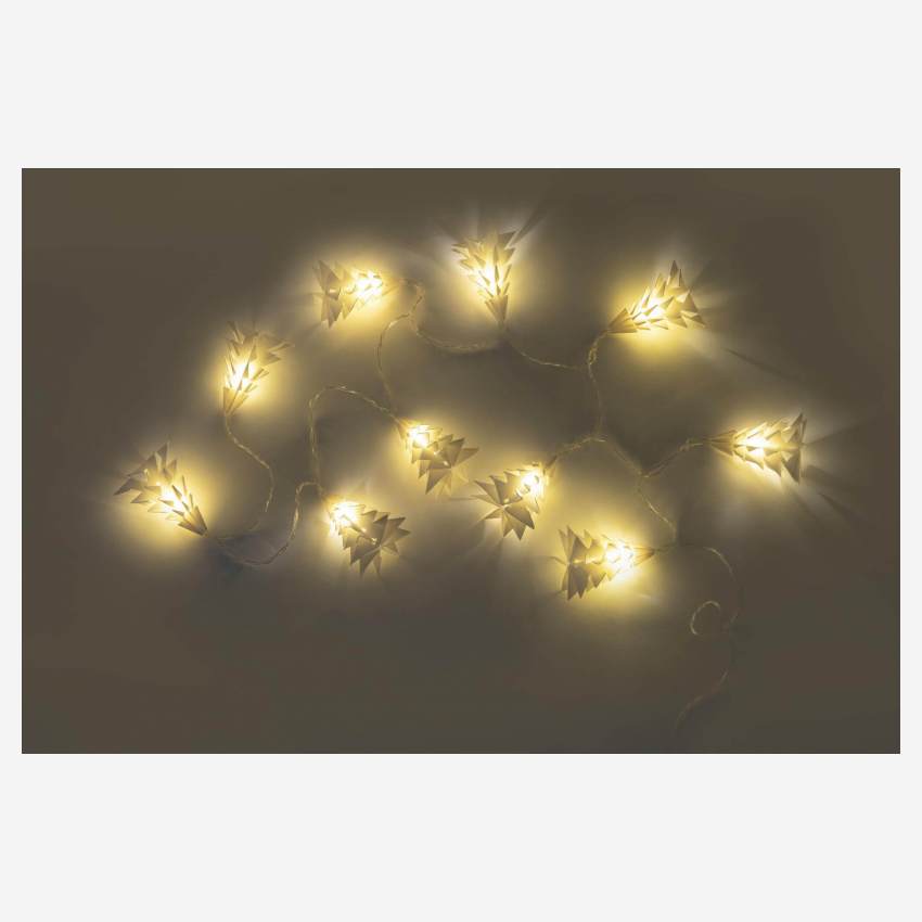 Weihnachtsdekoration - Lichterkette mit Tannenbäumen aus Papier - 10 LEDs