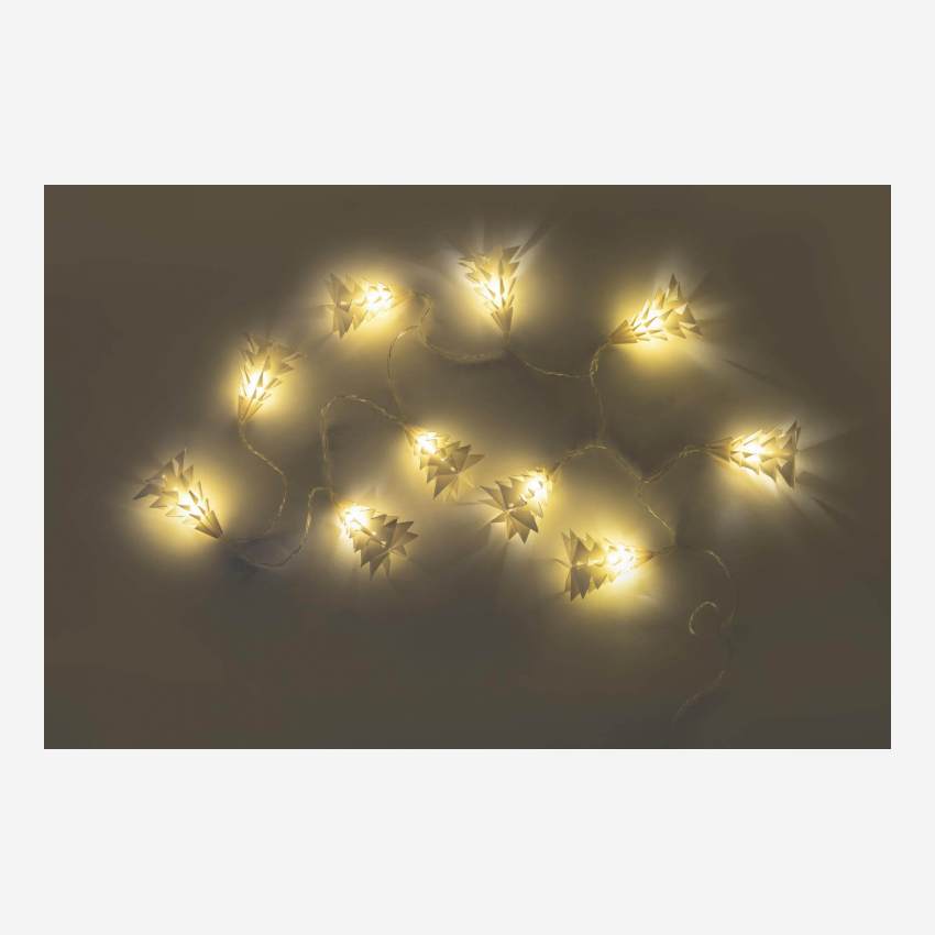 Décoration de Noël - Guirlande lumineuse avec sapins en papier - 10 LEDs 