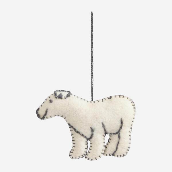 Kerstdecoratie - Vilten ijsbeer om op te hangen 