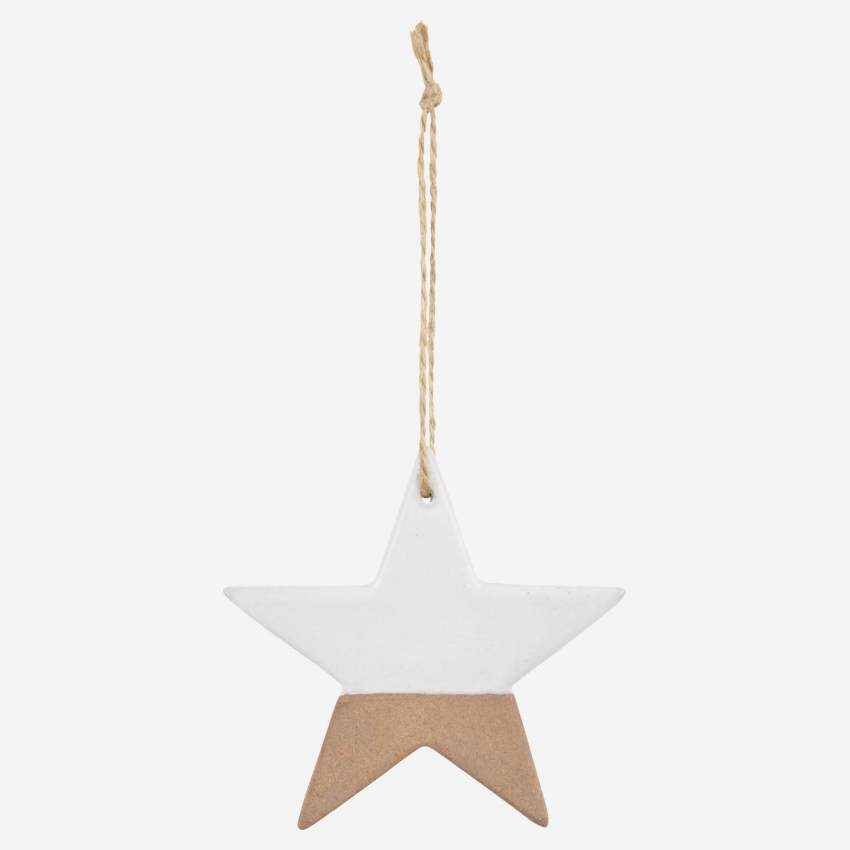 Weihnachtsdekoration - Stern aus Porzellan zum Aufhängen - Weiß & Gold