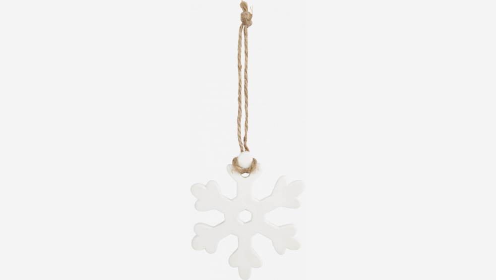 Kerstdecoratie - Porseleinen sneeuwvlok om op te hangen - Wit 