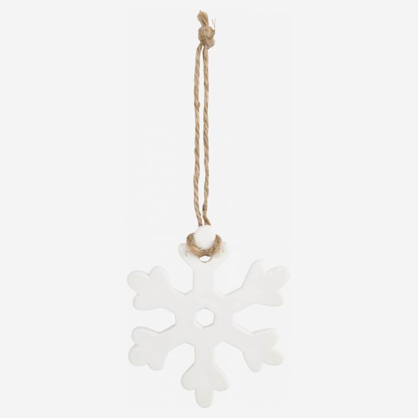 Decorazione natalizia - Fiocco di neve in porcellana da appendere - Bianco