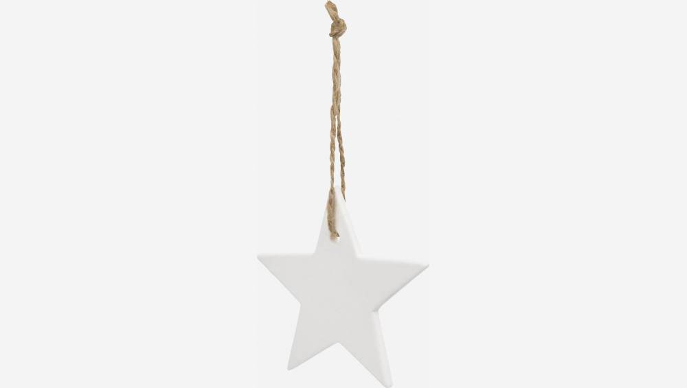 Kerstdecoratie - Porseleinen ster om op te hangen - Wit 