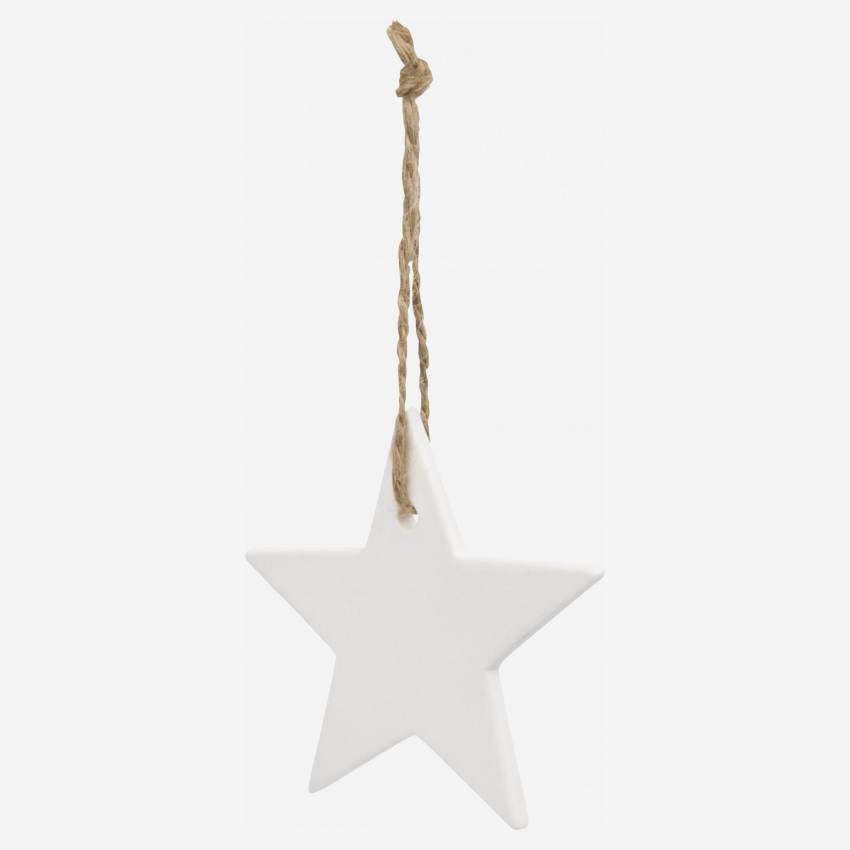 Kerstdecoratie - Porseleinen ster om op te hangen - Wit 