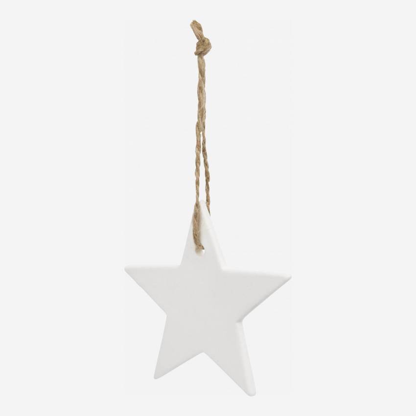 Decoração de Natal - Estrela de porcelana para pendurar - Branco 