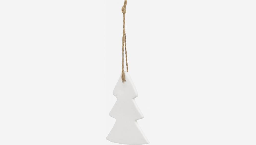 Weihnachtsdekoration - Tannenbaum aus Porzellan zum Aufhängen - Weiß