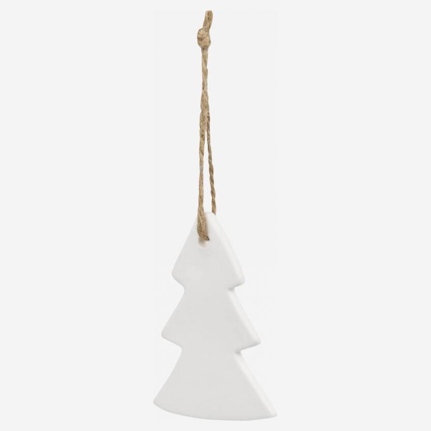 Kerstdecoratie - Porseleinen kerstboom om op te hangen - Wit 