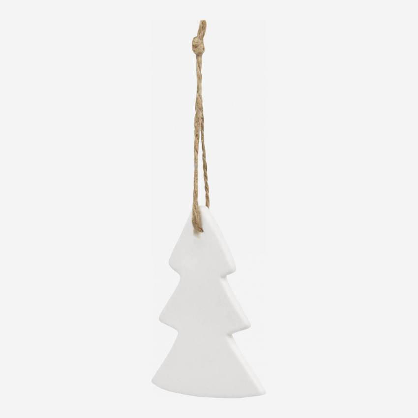 Decoración de Navidad - Abeto de porcelana para colgar - Blanco 