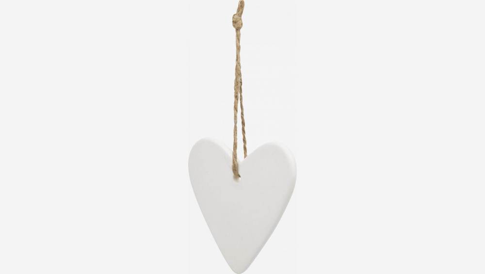 Decoración de Navidad - Corazón de porcelana para colgar - Blanco 