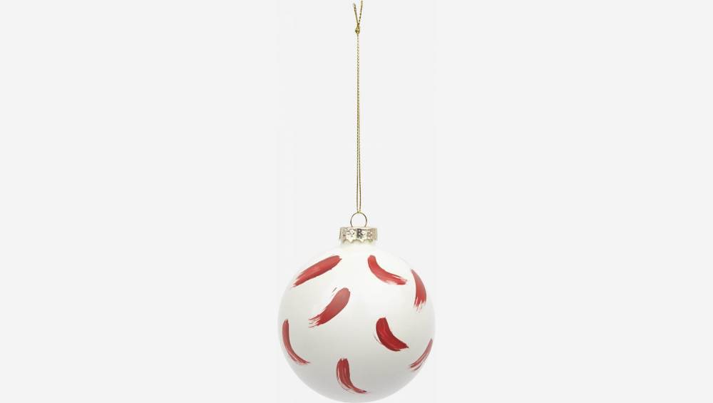 Decoração de Natal - Bola de vidro com motivo vermelho 