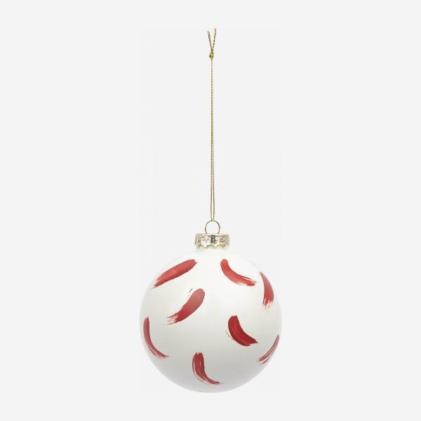 Decoração de Natal - Bola de vidro com motivo vermelho 