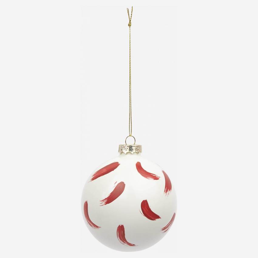Decoración de Navidad - Bola de vidrio con dibujo rojo 
