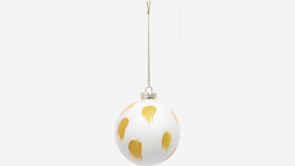Decoração de Natal - Bola de vidro com motivo amarelo 