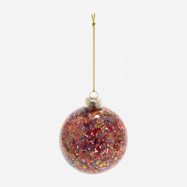 Decoração de Natal - Bola de vidro com brilhantes - Multicolor 