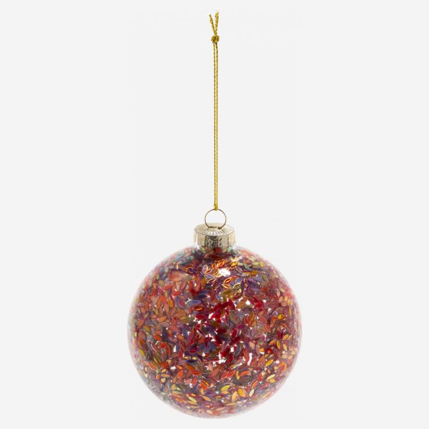 Weihnachtsdekoration - Glaskugel mit Pailletten - Mehrfarbig