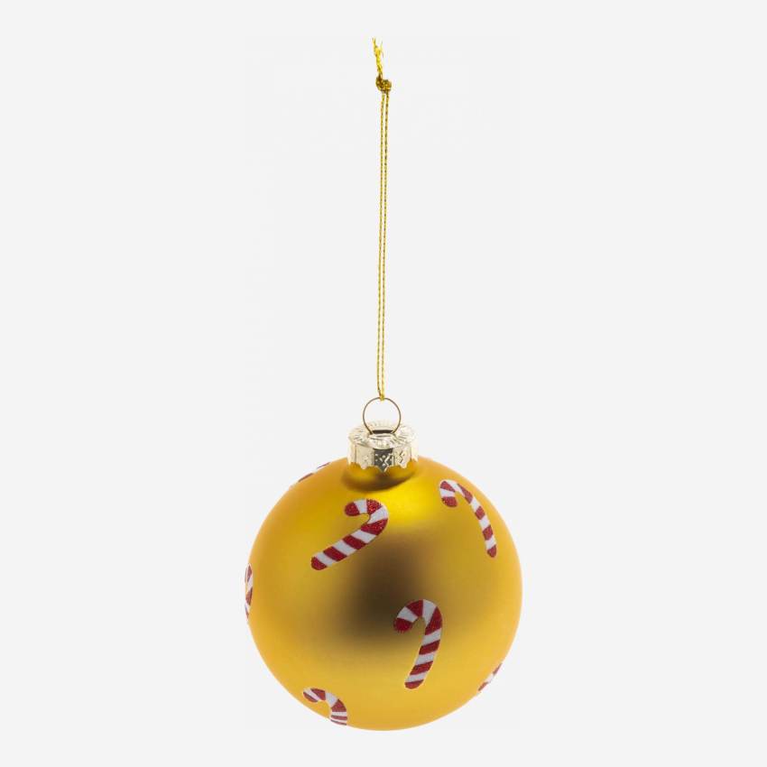 Décoration de Noël - Boule en verre à motif sucre d'orge - Doré 