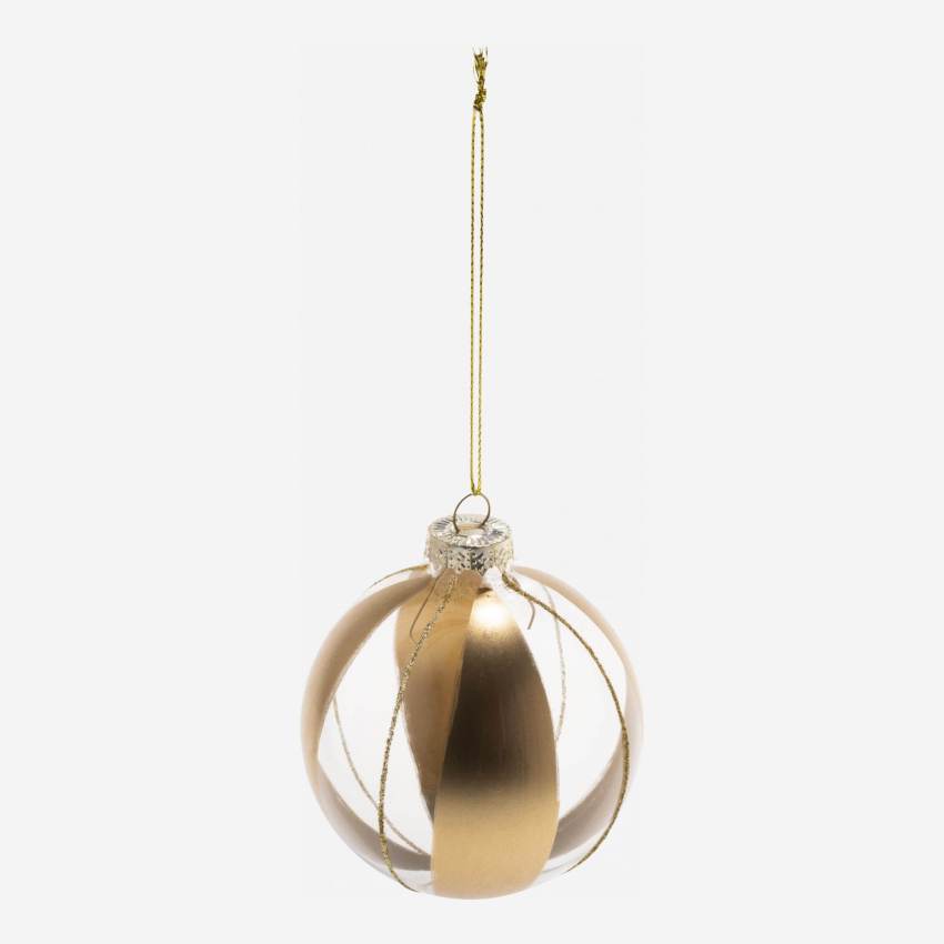 Weihnachtsdekoration - Glaskugel mit breiten Streifen - Gold