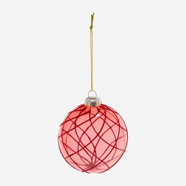 Decoração de Natal - Bola de vidro com rede vermelha - Vermelho 