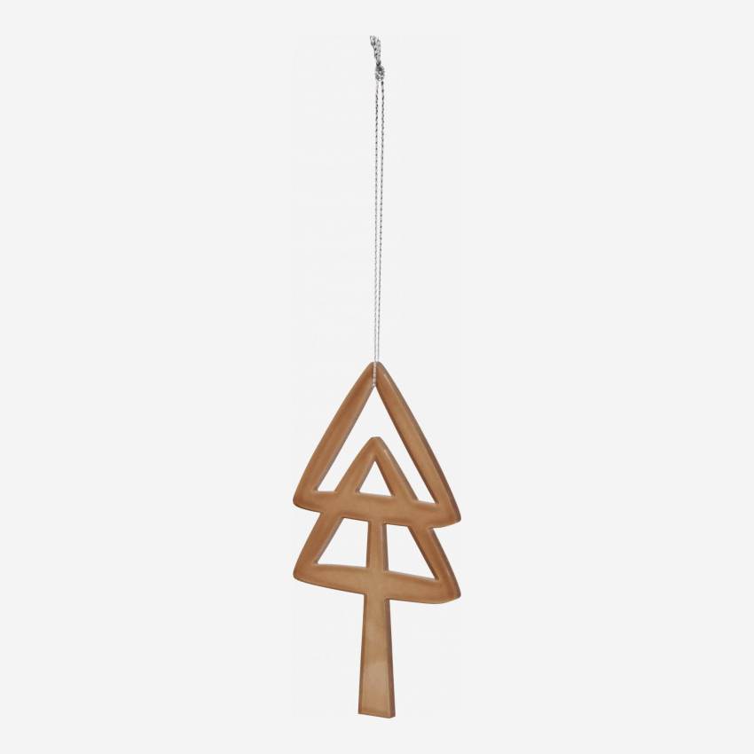 Décoration de Noël - Sapin triangulaire en plastique à accrocher - Marron