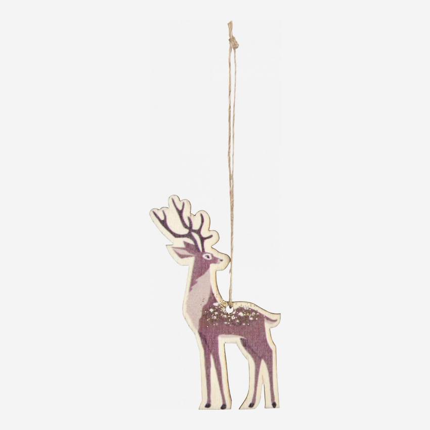 Weihnachtsdekoration - 2er-Set Majestätische Rentiere aus Holz zum Aufhängen