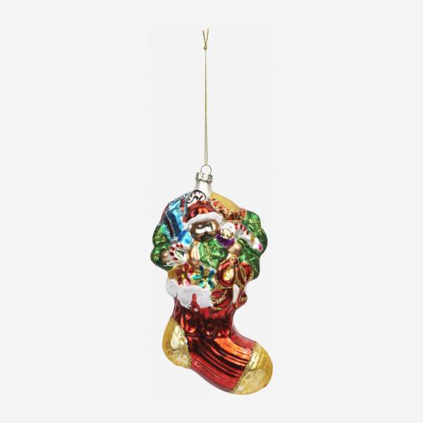 Kerstdecoratie - Glazen versiering ‘sok’- Meerkleurig