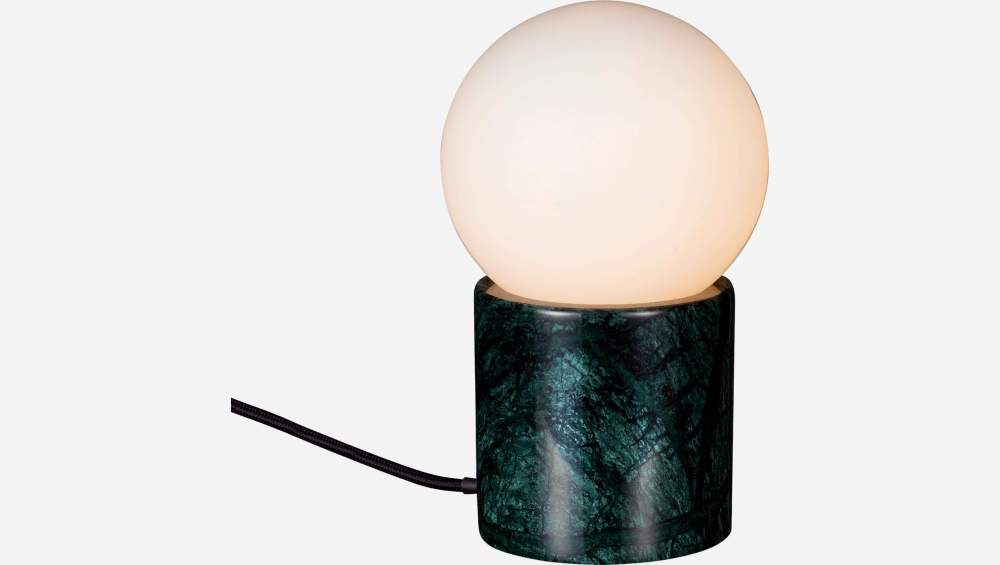 Lampada da tavolo in vetro satinato e marmo - Verde