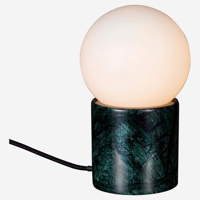 Tischlampe aus Milchglas & Marmor - Grün