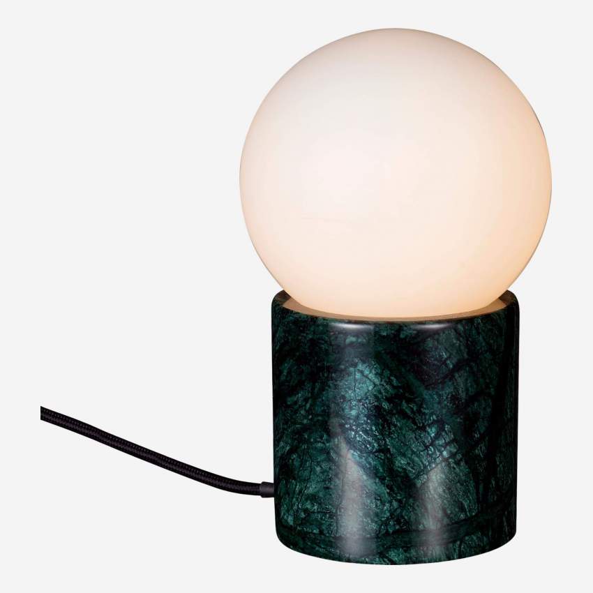 Tischlampe aus Milchglas & Marmor - Grün