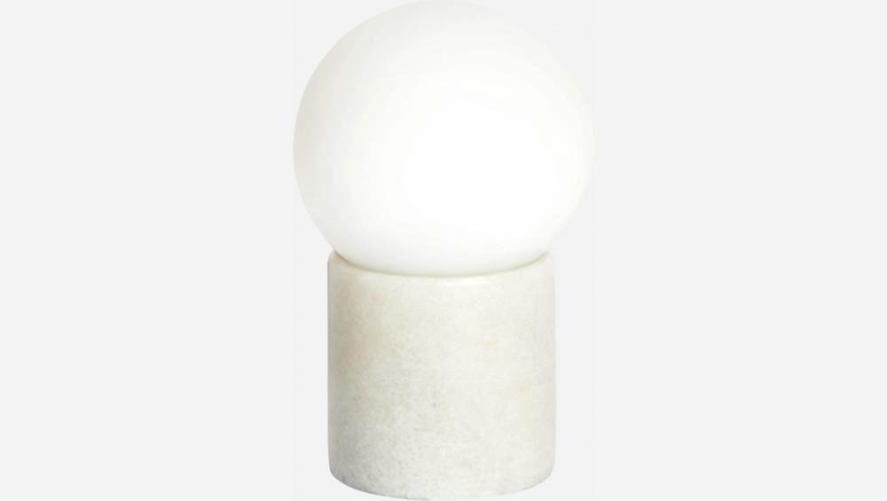 Lampe de table en verre dépoli et marbre - Blanc