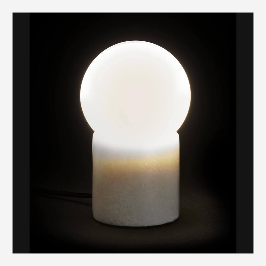 Lampada da tavolo in vetro satinato e marmo - Bianco