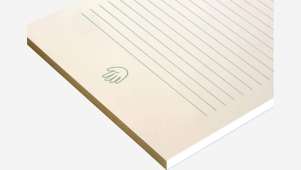 Notitieboekje A5-formaat - 45 vellen - Motief hand - Design by Floriane Jacques  