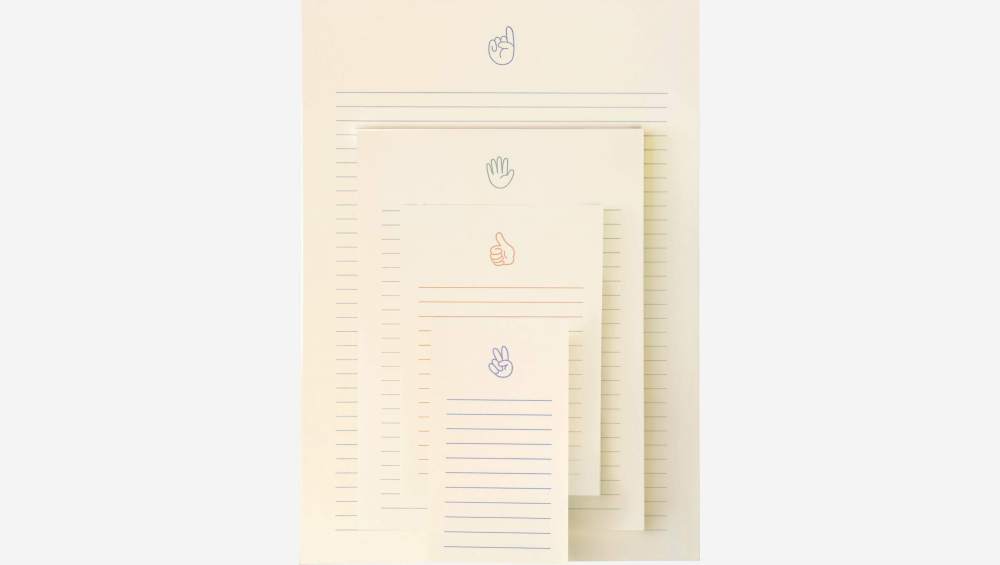 Mini bloco de notas - 45 folhas - Motivo mão - Design by Floriane Jacques