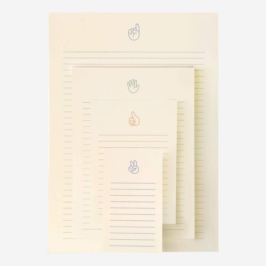 Mini notitieboekje - 45 vellen - Motief hand - Design by Floriane Jacques