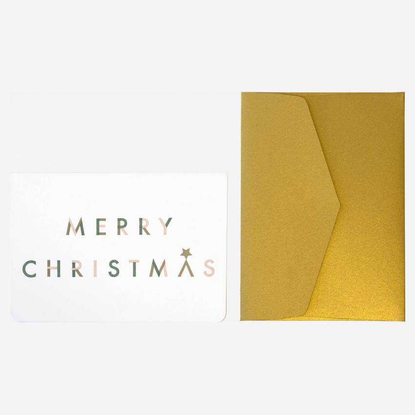 Tarjeta "Merry christmas" con sobre dorado - Design by Floriane Jacques